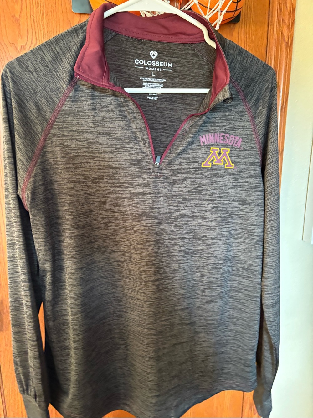 Colosseum Women's Gray Heather Pullover with Maroon Trim and Gold Logo